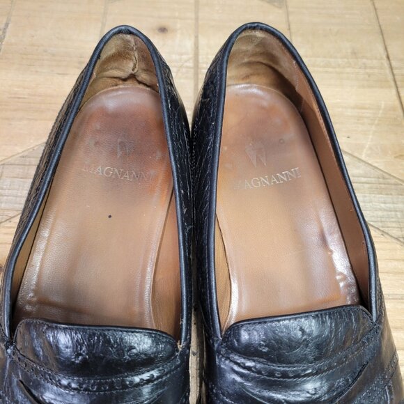 Magnanni Men's Size 9 M Black Genuine Ostrich Penny Loafers Made in Spain - Picture 11 of 13